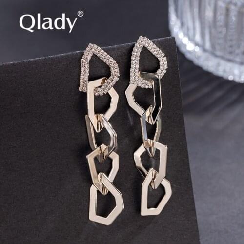 Irregular geometrical stud earrings silver earrings in Europe and America long earrings 2021 new tide temperament eardrop summer