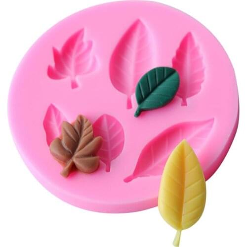 Silicone Mold Leaf Shaped 6-Cavity Fondant Mold for Baking Non-Stick Baking Tray Heat-Resistant Chocolate Candy Mold Cake Tools