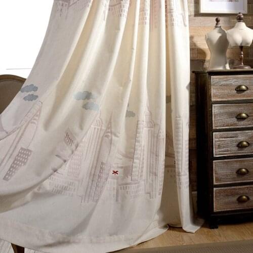Modern Simple Curtains for Living Room Dining Bedroom European Style Cotton-linen Embroidery Printed Childrens Bedroom Curtains