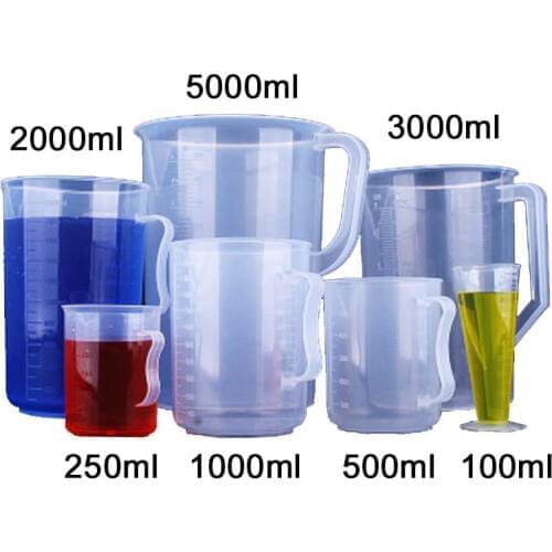 250ml-5000ml Laboratory Experiment Plastic Beaker w/Measuring Cup Graduated Transparent Heat-resistant Supplies Full Set Kits