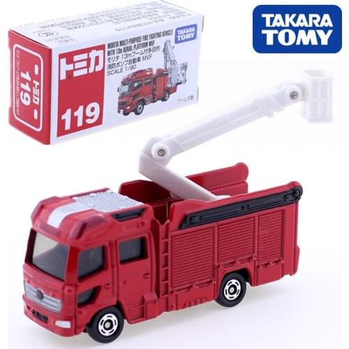 Takara Tomy Tomica 119 Morita Multipurpose Fire Fighting Vehicle Pump Car With 13m Boom Aerial Platform MVF 1/90 Diecast Model