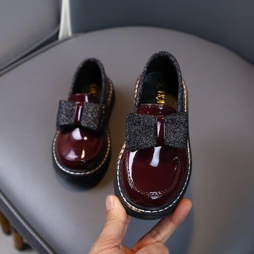 Princess Wedding Girls Shoes For Medium Big Girls Kids Dress Party Soft Pu Leather Shoes Flats With Flowers Floral Black Shoes