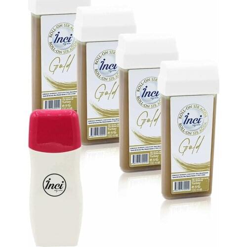 Pearl gold cartridge roll on depilatory 4 PCs + roll on depilatory heating machine, filling in the network, depilation, sugar-free wax, hair removal, hair removal