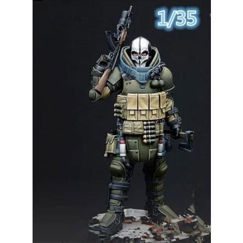 1/24-1/35 Scale Fantasy Pioneer Skull Heavy Gunner Miniatures Scene Unpainted DIY Assembling Static Figure Resin Model Kits