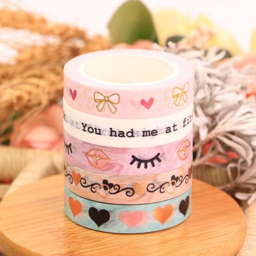 1 roll Happy Valentines Day Love Red Flowers Red heart Decorative Washi Tape DIY Scrapbooking Masking Tape School Office Supply