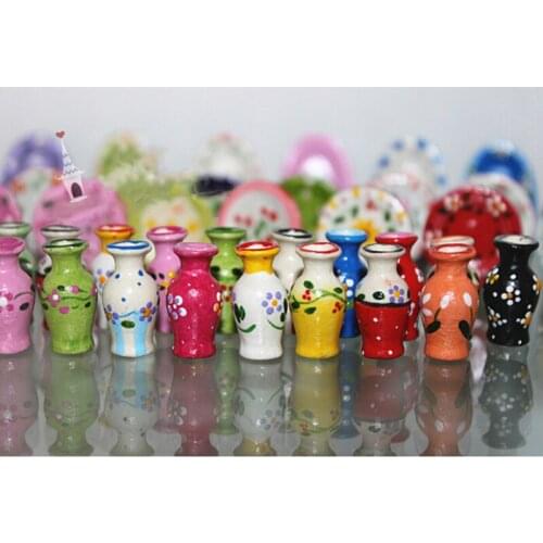1Pc 1:12 Mini House Kitchen Ceramic Pot DIY Handmade Doll Ceramic Ornament Decora Vase Dollhouse Miniatures