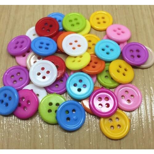 1000pcs 13mm/15mm Mixed Plastic 4 Holes Round Buttons Sewing Dress Fancy Button For Scrapbooking Embellishments