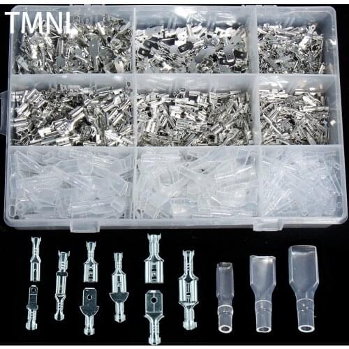 2.8/4.8/6.3mm Female Male Spade Crimp Terminals Wire Wrap Connector Electrical spring plug sheath crimping Seal Assortment Kit