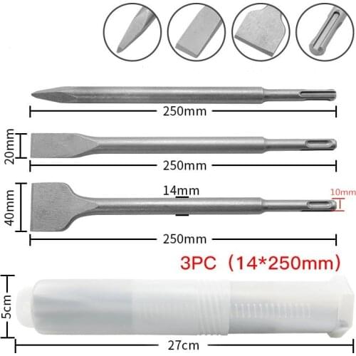 3pcs SDS Plus Chisel Set Point Groove Gouge Flat Chisels electric Hammer chisel concrete/brick/wall/tile slotting drilling 250mm