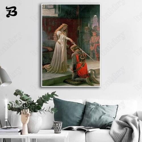 Abstract Portrait Canvas Painting Oil Painting Canvas Poster and Print Woman Pointing At Man with Sword Wall Picture Home Decor
