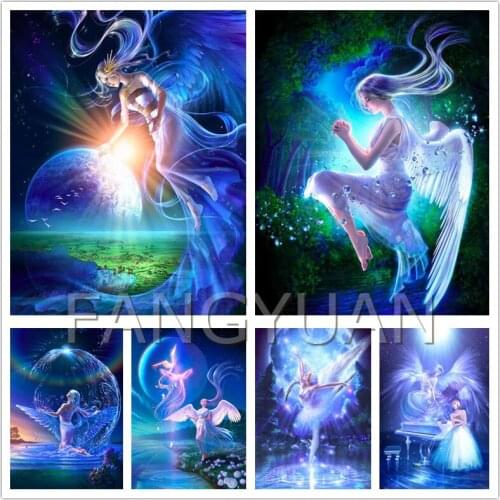 Diy Diamond Painting Magic Moonlight Fairy Good Night Illustration Ornaments Home Decoration Rhinestone Embroidery Wall Poster