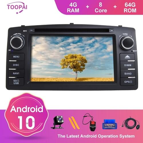 TOOPAI Android 10 For Toyota Corolla E120 Altis E120 2000-2006 BYD F3 Car Multimedia Navi GPS DVD Media Player Auto Radio Stereo