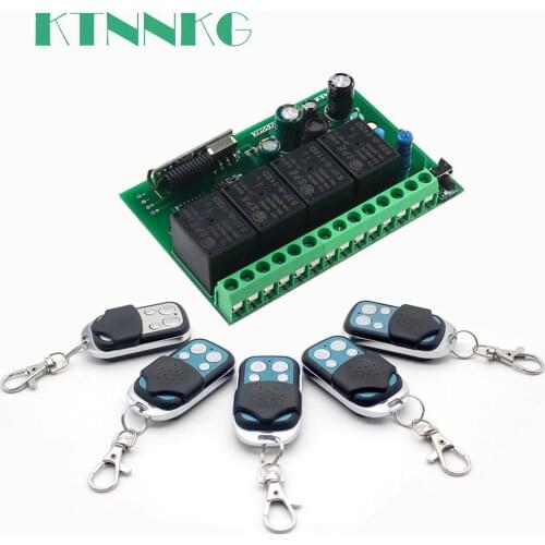 433MHz Wireless Universal Remote Control Switch AC 110V 220V 4CH rf Relay Receiver and Transmitter for Garage and Door Control