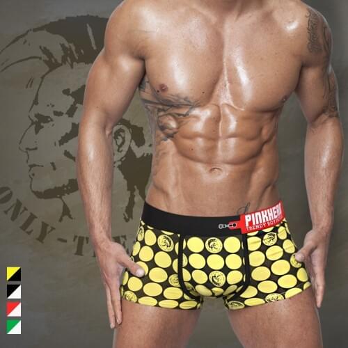 PINK HEROES Fashion Mens Boxers roupa interior dos homens boxer Shorts Sexy mens Underwear boxershorts men cotton male panties