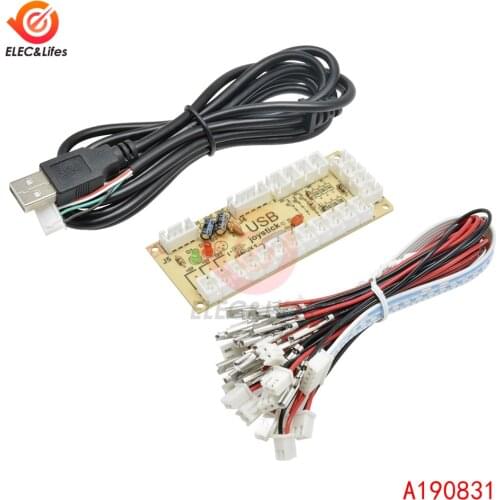 DIY Zero Delay Arcade USB Encoder PC to Joystick Arcade Rocker Circuit Board Control Module for MAME 2Pin with Cable Push Button