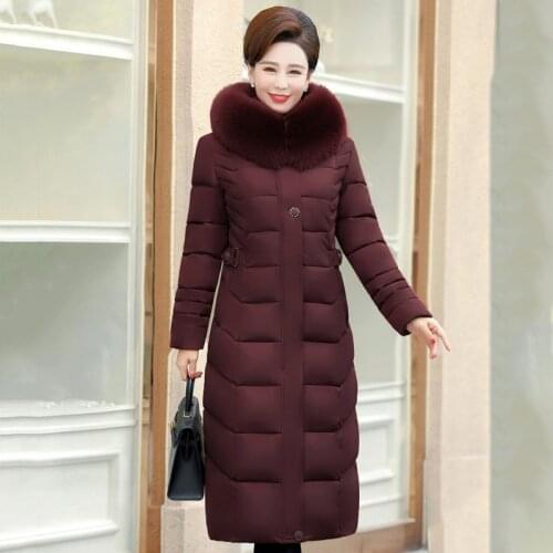 Long Down Jacket 2021 Down Coat Female Winter for Women Large Size Hooded Fur Collar 3Xl 4Xl 5Xl Plus Size Parka
