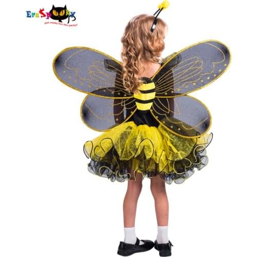 Eraspooky Yellow Bumble Bee Dress Wings Halloween Costume For Kids Girls Love Live Cosplay Christmas Party Fancy Dress