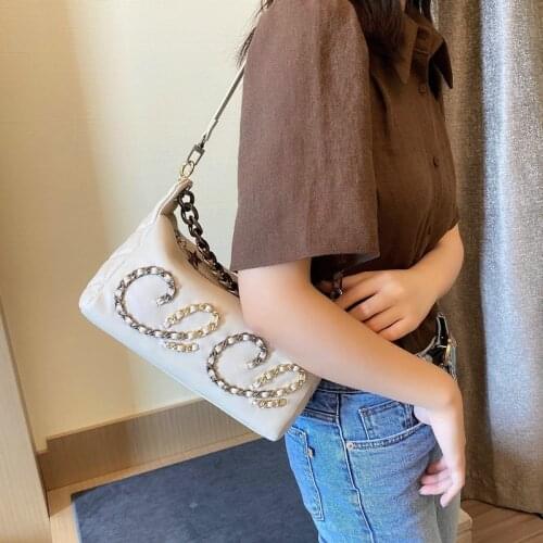 Hobos Ladies Armpit Office Bag Soft Fashion Chain Bags Elegant Single Shoulder Handbag Women Cow Split Leather Crossbody Bags