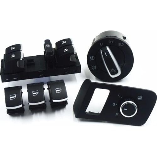 Chrome Mirror Headlight Window Control Switch Button For Volkswagen Touran 5ND 941 431A 5ND 959 855 5ND 959 857 1T1 959 565F