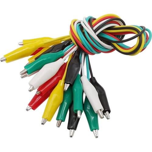 10Pcs Alligator Clips Electrical Test DIY Leads Clip Double-ended Crocodile Clip Jumper Wire Connector Size 27mm 35mm 45mm 50cm