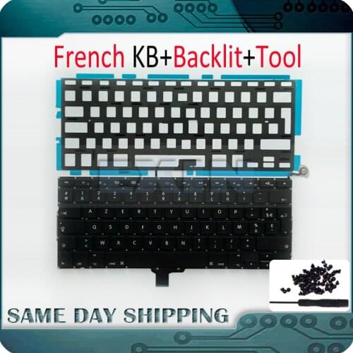 10Pcs/Lot NEW for Macbook Pro 13" A1278 FR French Keyboard French Keyboards+Backlight Backlit Sheet +Screws 2009-2012 Year