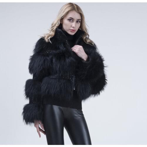 JANEFUR real raccoon fur coat for women thick fur fashion