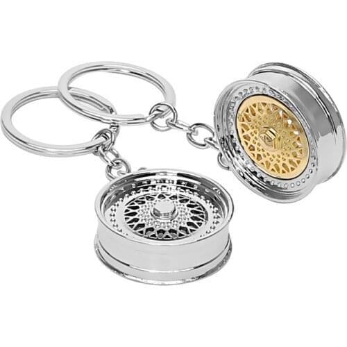 Creative Car Auto Metal Mini Wheel Rim Tyre Key Chain Key ring 3D Miniature BBS Wheel Rim Model Keychain Popular