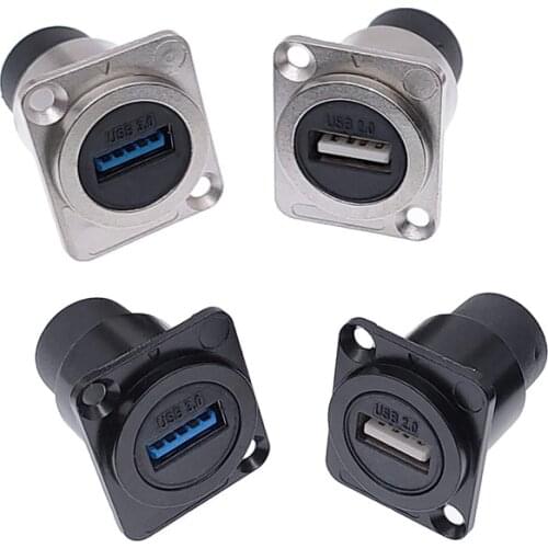 Metal USB 2.0 3.0 D type female to female connector panel mounting USB socket