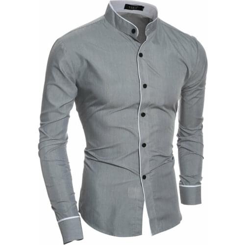 Goocheer New Arrival Mens Luxury Casual Formal Shirt Long Sleeve Slim Fit Business Blouse Button Solid Shirts Tops