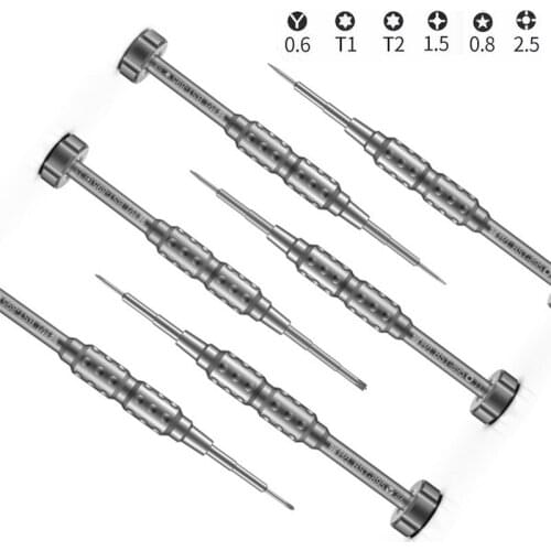 Precision Magnetic Screwdriver Set Aviation Aluminum Handle Extra-hard P2 Y0.6 T1 T2 1.5 Cross M2.5 for iPhone Disassembly Tool