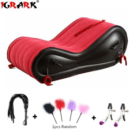 Red inflatable sofa 440lb loading-carrying capacity PVC flocking sex furniture air cushion furniture sex sofa for couples