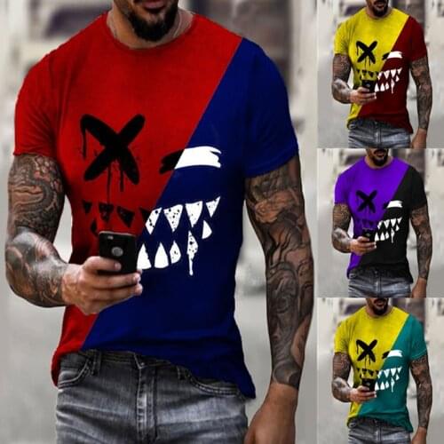 New smiley face 3D printed short-sleeved T-shirt summer loose casual fashion round neck