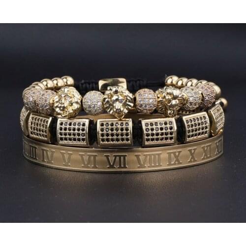 New Design Men Jewelry Luxury Bracelet CZ Pave Ball Rectangle Braided Stainless Steel Bangle Adjustable Bracelet Men