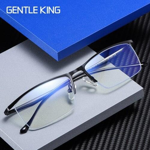 GENTLE KING Men Computer Glasses Gaming Eyeglasses Blue Light Spectacles for Men Spectacle Frames Clear Lens Armacao de Oculos