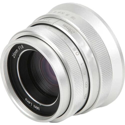 NEWYI 25mm F1.8 Mark II Optical Glass Silver Large Aperture Fixed-Focus Manual Scenery Humanistic Camera Lens Fish Eye