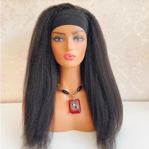 M&H Headband Wig Kinky Straight Brazilian Virgin Human Hair Wig for Black Women Human Hair Natural Color