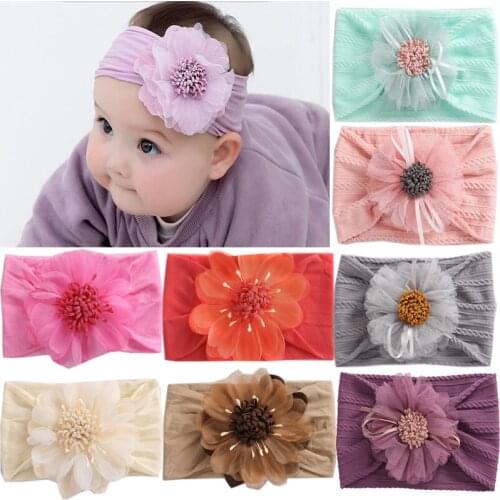 Baby Girl Headband Infant Hair Accessories Princess Crown Soft Elastic bandage Hair Accessories Sunflower Mesh Decoration