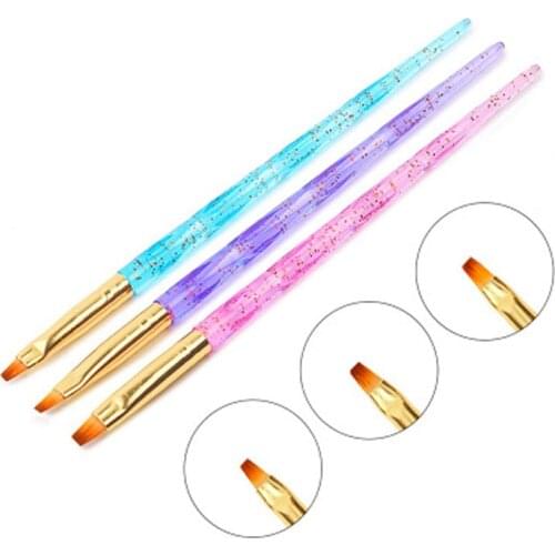 3pcs Professional Manicure UV Gel Brush Pen Transparent Acrylic Nail Art Painting Drawing Brush Phototherapy Tools