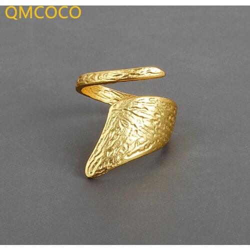 QMCOCO 925 Sterling Silver Hot Sale Retro Geometric Adjustable Ring Female Bump Grain Simple Lndex Jewelry Gift