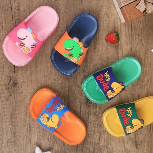 New Summer Slippers For Children Cute Cartoon Kids Non-slip Slippers Boys Girls Indoor Household Leisure Slippers PVC Flip Flops