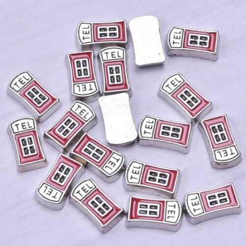 F548 Newest Alloy Metal Telephone Booth Charms Fit Floating Magnetic Living Locket Pendant 9*5mm