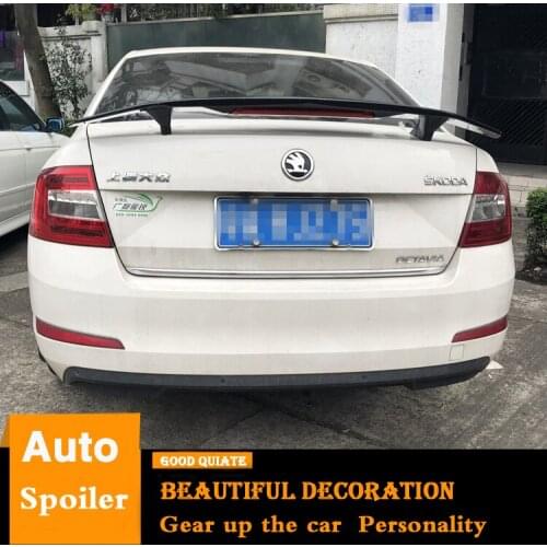 For Skoda Octavia Spoiler Sport ABS Plastic Material Car Rear Wing Trunk Rear Spoiler With Led Light Fit Octavia 2011/16/17/2018