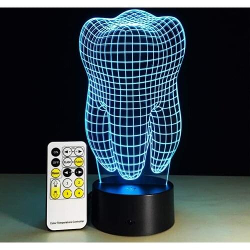 Dental Clinic Artwork Artware Night Dental Creative Gift Colorful Lamp 3D LED Tooth Gradient Light