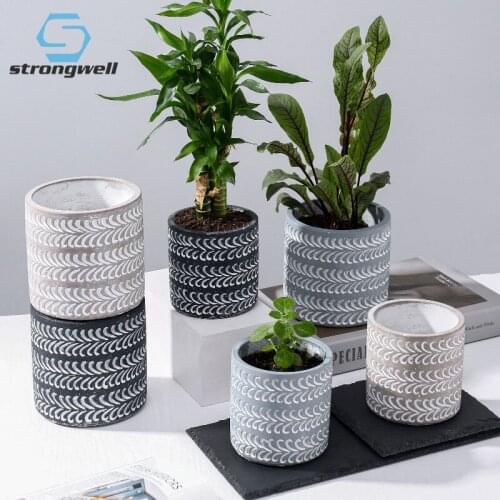 Strongwell Home Garden Decoration Bonsai Flower Pots Simplicity Cement Planter Decoration Ornament Container Birthday Gifts