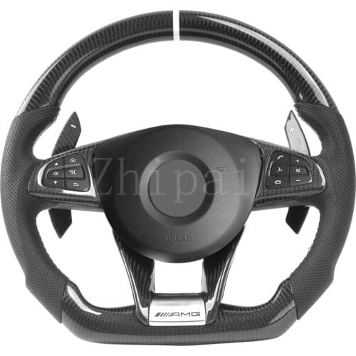 Custom Carbon Fiber and Perforated Leather For Mercedes Benz AMG Assembly W212 W213 W211 E300 W202 W204 W205 A45 C E Class C63S