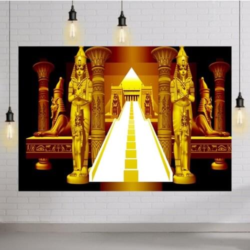Pharaoh Sphinx Stairs Egyptian Queen Palace Gold Photography Backdrop Photo Background Vinyl Birthday Party Vinyl Cloth Fabric