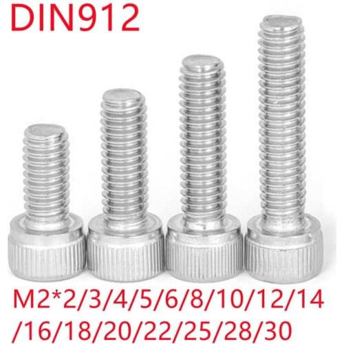 Stainless steel hex allen socket head screw M2*3/4/5/6/8/10/12/14/16/18/20/25/30 DIN912 Hexagon Socket Head Cap Screws