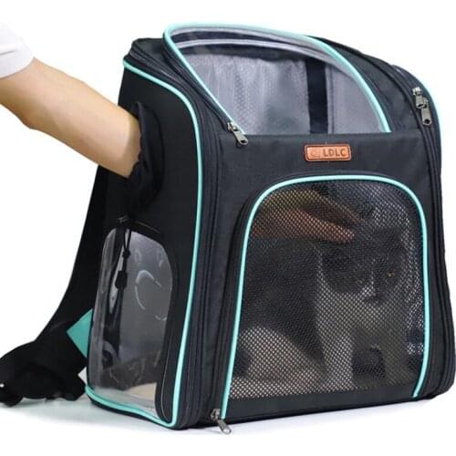 Breathable Transparent Pet Carrier Travel Backpack Oxford Shoulder Bag Petting Foldable House for Cat Dog Hiking Walking Outdoor