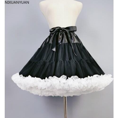 White and Black Short Women Tulle Halloween Petticoat Crinoline Vintage Wedding Bridal Petticoat Underskirt Rockabilly Tutu