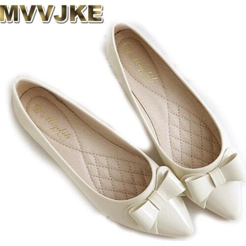 MVVJKEKorean Shoes Pointed Toe Flats Butterfly-knot Cute Shoes Boat Shoes Women Fashion Slip On Feminino Creepers Zapatos Charol
